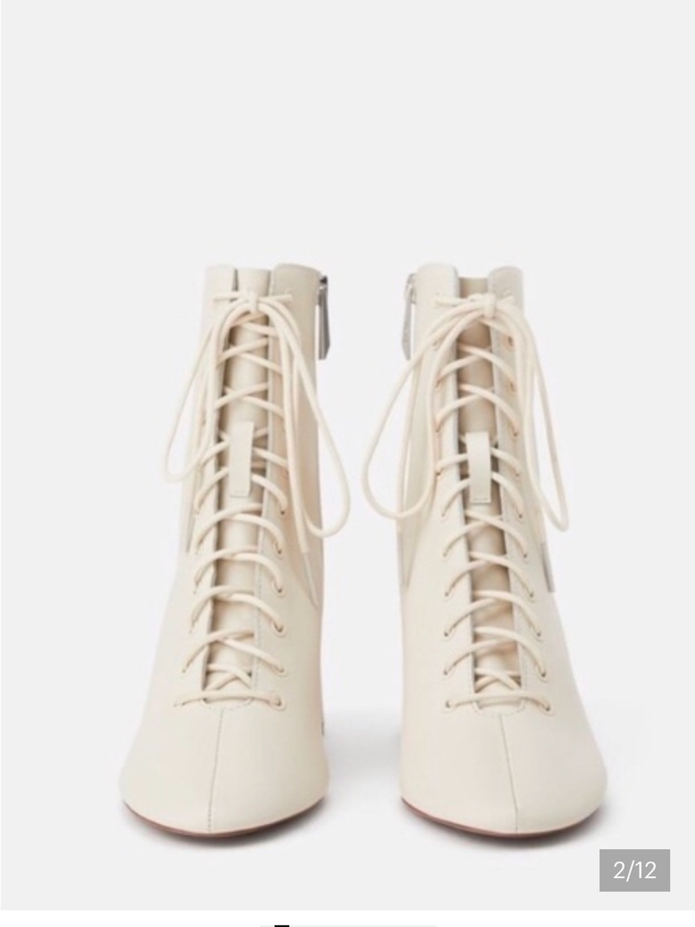 Zara Ivory Lace-Up Ankle Boots